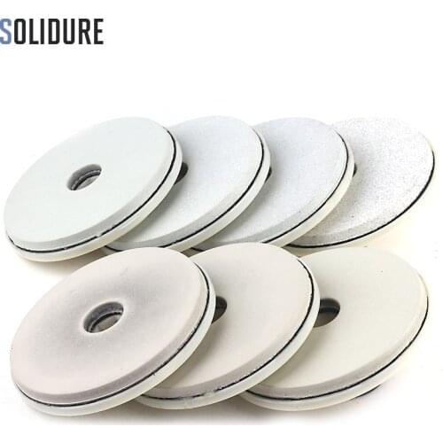 7pcs/set 5 inch 125mm white diamond edge polishing pads with snail lock back for wet polishing granite,marble edge