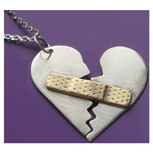 925 STERLING SILVER INJURIED HEART WOMAN NECKLACE