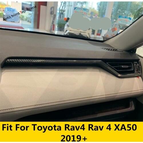 Yimaautotrims Dashboard Central Control Instrument Decoration Cover Trim For TOYOTA RAV4 RAV 4 XA50 2019 - 2021 Carbon Fiber ABS