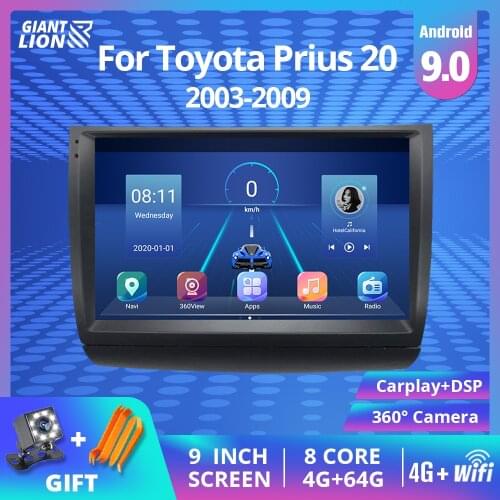 DSP 2 din Android 9.0 Car Radio For Toyota Prius 20 2003-2009 Car Radio Multimedia Video Player GPS Navigation Stereo BT HU DVD
