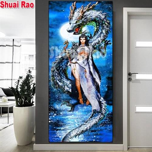 Large diamond Painting Dragon fantasy girl 5d diy diamond art Diamond Mosaic Anime embroidery rhinestone picture home decor