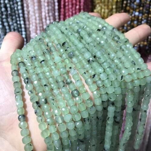 High Quality Natural Prehnites Section Beads Round Loose Spacer Beads for Jewelry Making DIY Bracelet 5x5mm