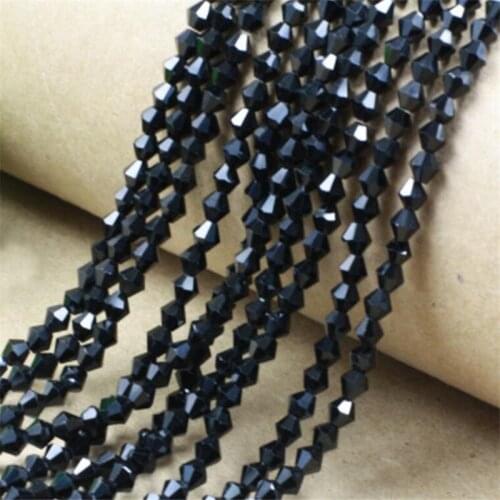 Loose 3MM-8MM Black Jet Color Faceted Bicone Glass Crystal Beads DIY Hand Craft Beads For Clothing&Garment Art Decoration