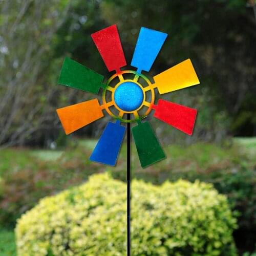 Home Colored Iron Windmill Plug-In Decorative Garden Ornaments Suitable for Garden Yard Outdoor Decoraton can CSV