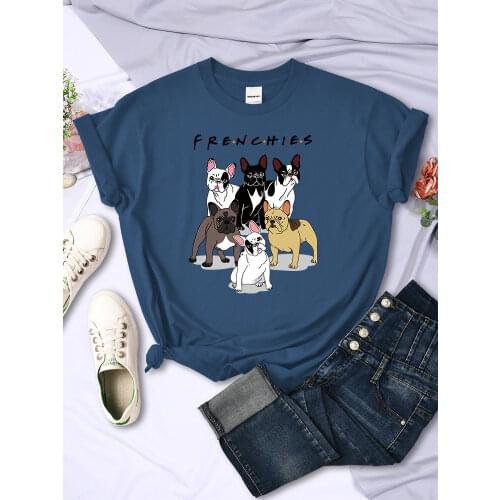 Frenchies Dachshund Pug Funny Print T Shirt Women Fashion Loose Tee Clothing Creativity Summer Tshirt Fashion Style Womens Tops