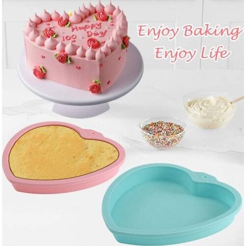 HGHO 4 Pieces of 8-Inch Heart-Shaped Rainbow Cake Plate Silica Gel Mold Cake Mold Layered Baking Plate Grinding Tool