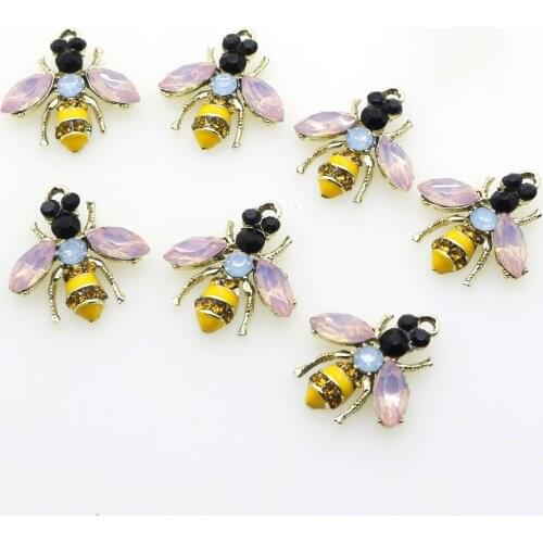 Exquisite 5 pcs/ lot beautiful insect bee rhinestones for wedding decoration cover metal brooch DIY pendant jewelry crafts Make