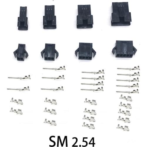 10 pcs/lot SM 2.54mm 2 Pin Female and Male Housing Splice Terminals Jack Connector AWG 28-22 SM-2P SM-2R JST Wire Adapter Blocks