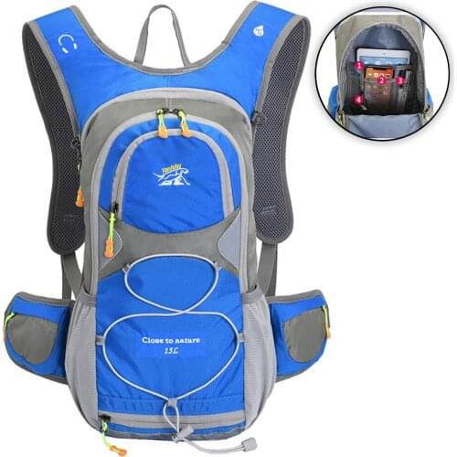 KoKossi 15L Cycling Backpack Outdoor Sports Watreproof Running Climbing Hiking Hydration Water Bag Knapsack with Helmet Net