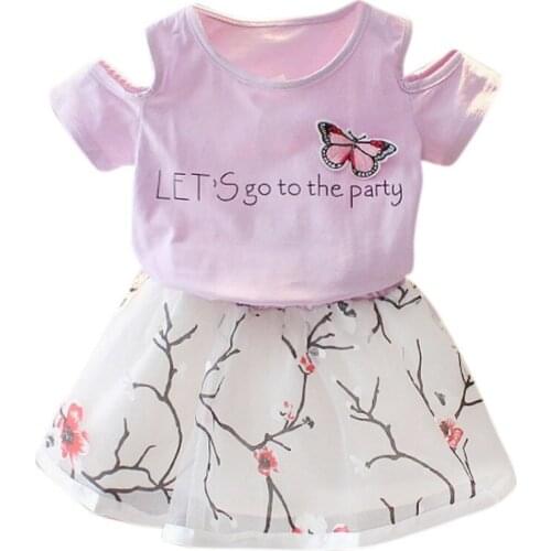 Baby Girl Clothes Set Summer Children Girls Clothing Letter T-Shirt Top+Princess Skirt 2PCS Baby Clothes