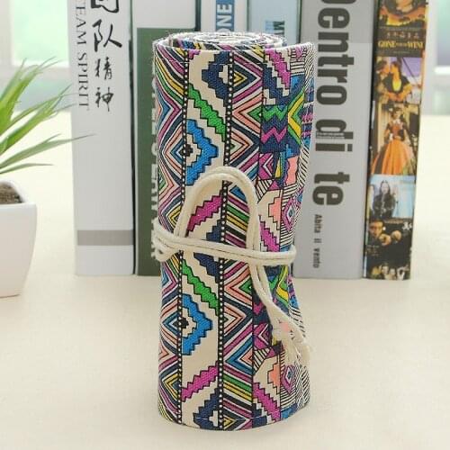 Creative canvas scroll pen bag ethnic style simple pen curtain scroll pen box art brush pen bags storage pencil bag pencil cases