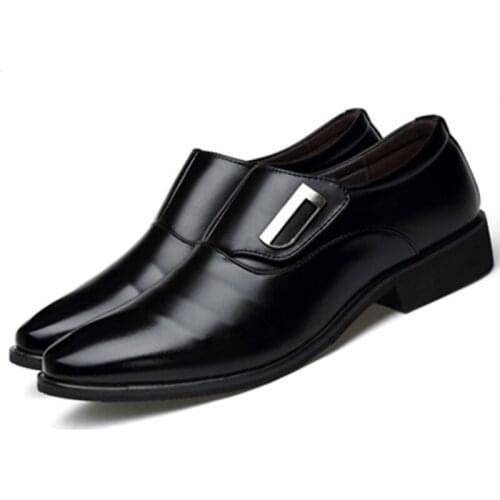 Hot Sales Luxury Brand PU Leather Fashion Men Business Dress Loafers Pointy Black Shoes Breathable Formal Wedding Shoes 38-48