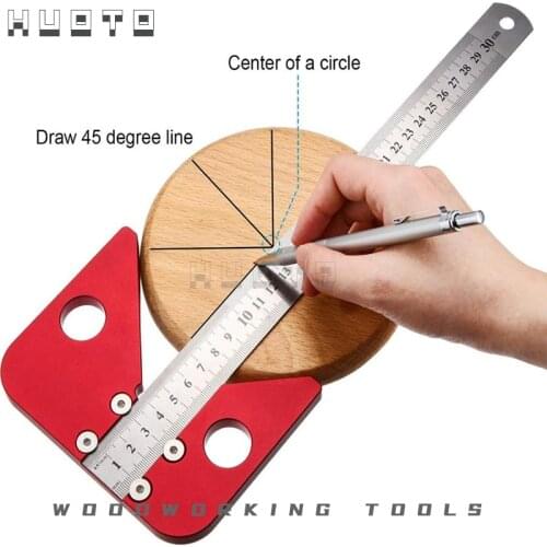 45 degree angle round center line scribe wood ruled carpenter round heart ruler layout gauge Center Finder woodworking DIY tool