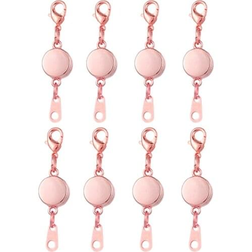 Locking Magnetic Clasps Rhinestone Round Necklace Bracelet Lobster Clasp Closures Extender Chains for Jewelry Making