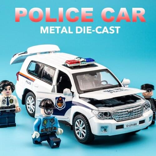 1:32 Land Cruiser Police Car Simulation Alloy Car Model Off Road Diecasts & Toy Vehicles Toys For Children Kids Gifts Birthday