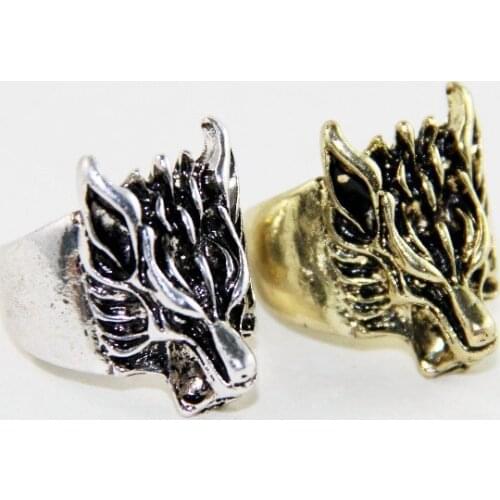 Fashion Retro Exaggerated Wolf Head Ring Personality Tide Men Wolf Head Ring Jewelry Men Women Gifts Size 8