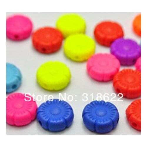 Fashion Beads,500Pcs Mixed color Fluorescent Beads,Round Acrylic Beads 9.5*4mm DIY Accessories, Jewelry Making Materials