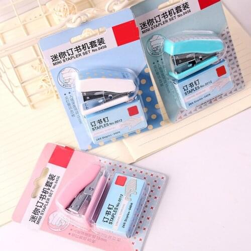 Mini Stapler Set School Staionery Office Supply Paper Clip Binding Binder Book Sewer Student Prize Birthday Gift Small Stapler