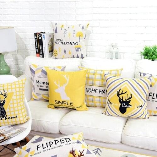 New Style Geometric Yellow Pillowcase Decorative Cushion For Sofa DIY Printed Pillow Chair Car Cushion Christmas Home Decoration