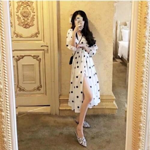 2021 Summer New Extra Large Size Womens Polka Dot Dress Fashionable Age-reducing Summer Dress Loose Casual