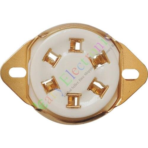 Wholesale and retail 20pc 6pin Gold Ceramic vacuum tube socket top mount valve 310 366 audio amp DIY free shipping