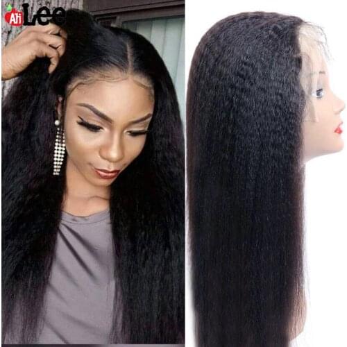 Peruvian Kinky Straight Wig Lace Front Human Hair Wigs 13x4 Lace Frontal Wigs 30 inches Remy Hair Wig 250% Density For Women