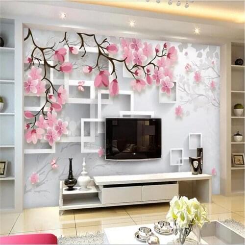 Custom wallpaper fresh garden magnolia flower living room TV background wall decoration - high-grade waterproof material