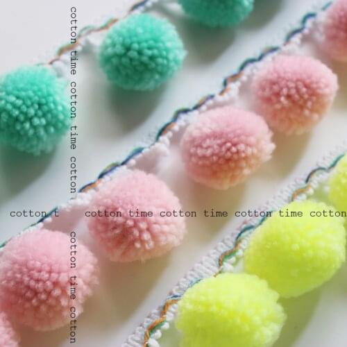 1yard 3colors Gelato Yarn Pompom Garland Ball Trim 4cm ball diameter 6cm wide Fringe ball trim Sewing Accessory