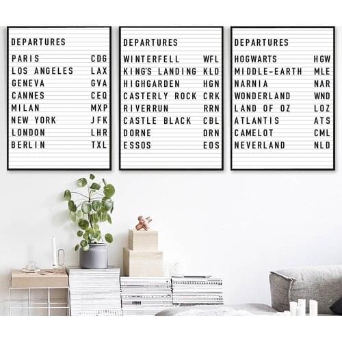 Departures Country List Canvas Painting Paris New York Netherland Poster On The Wall For Living Room Can Be Customized Picture