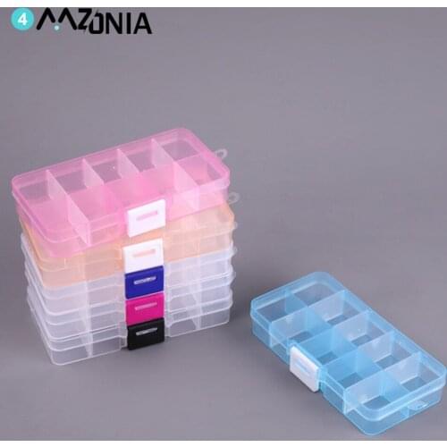 10 Grids Transparent Plastic Jewelry Storage Box Colorful Adjustable Container for Beads Earring Box for Jewelry Rectangle Case