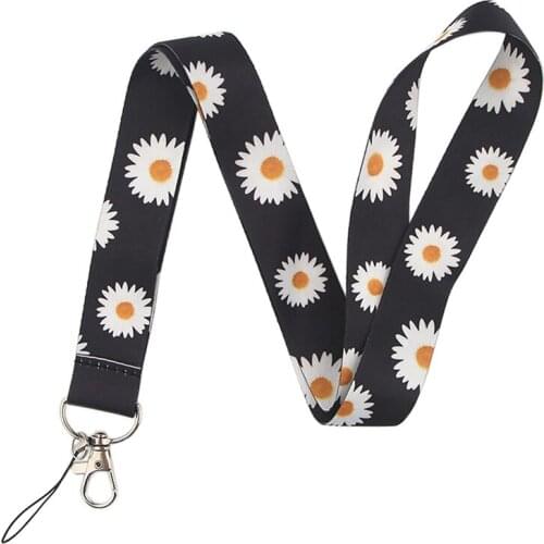 Neck Strap Lanyards Hang Rope For Phone Keys Nice Daisy Flower Pattern Mobile Phone e Keychains Student Badge Holders Lanyard