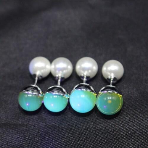 Natural amber Stud earring 925 silver earrings micro inlay pearl beads earring blue amber 925 sterling silver women earring