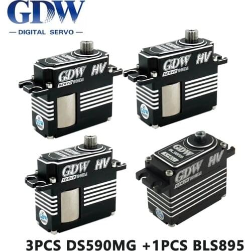 GDW 1PCS BLS895 with 3PCS DS590MG HV Medium Digital Metal Servo Helicopter Parts For 500 52505 Helicopters