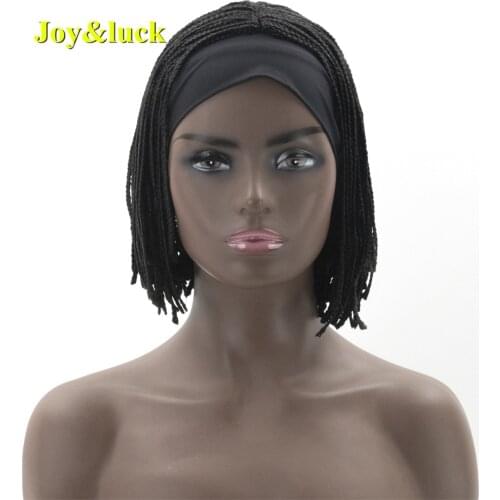 Synthetic Braided Headband Wig Short black Braiding Hair Box Braids Wigs For African Women Daily Or Party Use