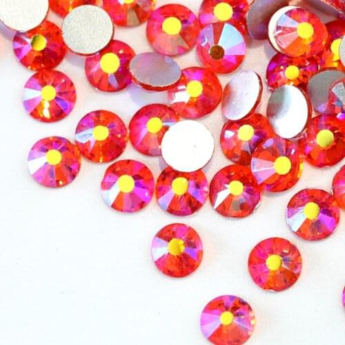SS3 To SS20 Non Hot Fix Rhinestones Flatback Nail Art Rhinestones Orange AB Non Hotfix Rhinestones Glue On For Garment B0618
