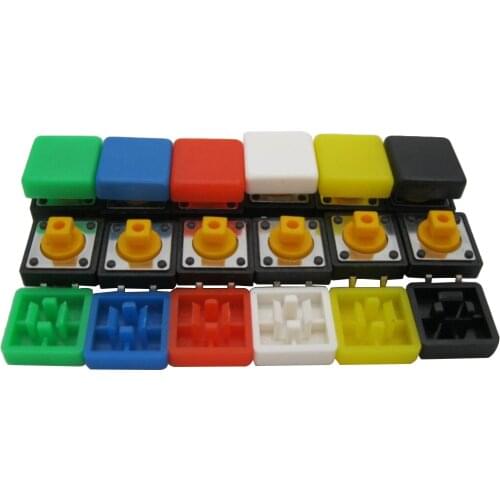 50PCS B3F-4055 Tactile Touch Push Button Switch Momentary 12*12*7.3MM tact Micro switch button +50PCS colors Tact Cap