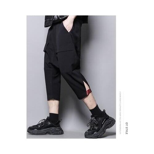Dark Department personality design loose webbing stitching popular harem pants 7-inch shorts flying mouse pants fashion brand me