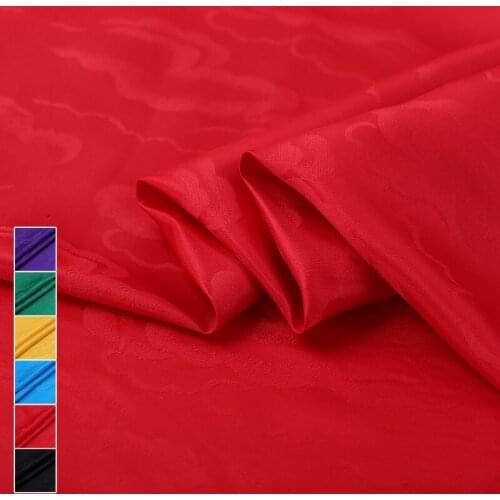 114CM Wide 16MM Cloud Jacquard Green Red Blue Black Silk Rayon Fabric for Autumn Spring Pants Jacket Dress B023