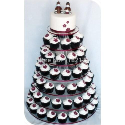 Wedding decorationClear 7 Tier Round Maypole Acrylic Cupcake Stand, 7 Tier Round Perspex Cupcake Stand, 7 Tier Wedding Cake Stan