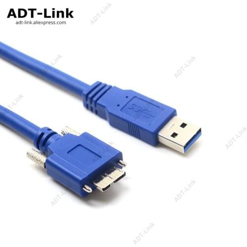 USB 3.0 A/M to Micro B/M with Dual Screw Locking Cable, 1m 2m 3m usb 3.0 micro B for Industrial Camera