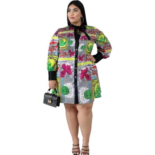 Boho Printed Summer Dress Women 2020 Casual Plus Size 4XL 5XL 6XL Button Shirt Boho Lady Elegant Dresses Robes Vestidos Clothes