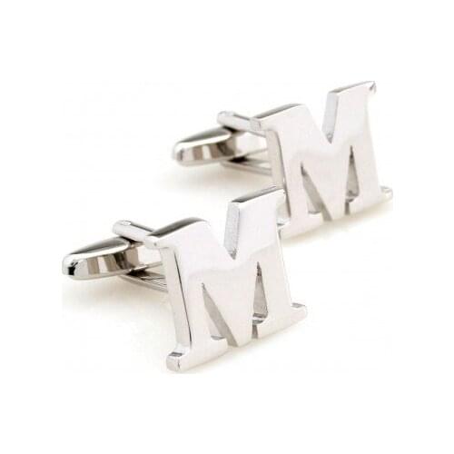 Alphabet Letter M Cufflink 15 pairs Wholesale Free Shipping