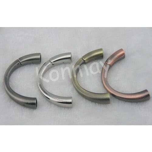 4 Polished Colors--5pcs 9.7x6.0mm Magnetic Half Cuff Clasp for Licorice Leather Bracelet Making--CLP1100