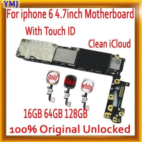 Factory Original unlock For iphone 6 4.7inch Motherboard With/No Touch ID,100% Tested Motherboard For iPhone 6 By Free iCloud