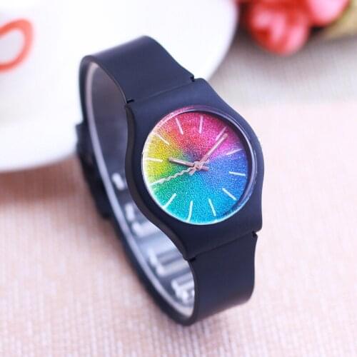 Womens Mens Luxury Quartz Starry-Sky Face Wristwatch Girls Boys Students Gifts Colorful Rubber Strap Water Resistant Watches