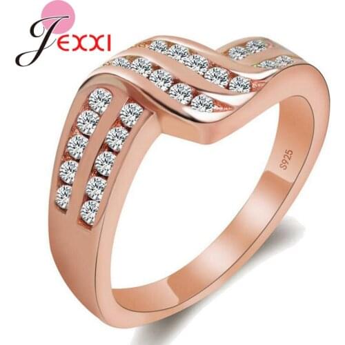 S925 Silver Wedding Band Rings for Women Female Daily Accessories Jewelry 925 Sterling Silver CZ Stone Handmade Finger Ornament