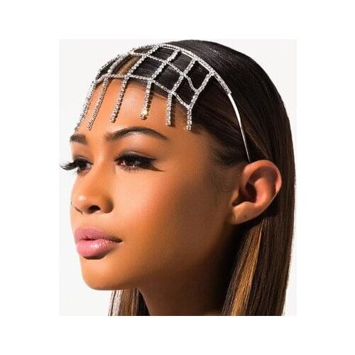 Shiny Crystal Frilled Chain Headband For Women Bling Bridal Diamond Forehead Hair Jewelry Bohemian Hair band Accessories 2021