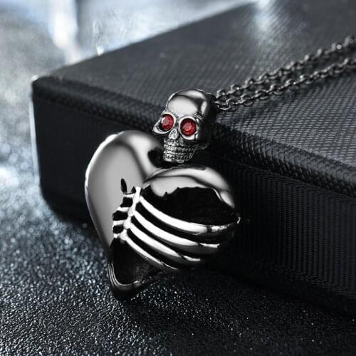 Heart Skull Punk Women Pendant Crystal Black Necklaces Wedding Jewelry Dropshipping