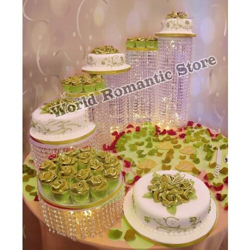 6pcs/set crystal Acrylic Wedding round cake stand Party Props big size cake display cupcake holder Party Props