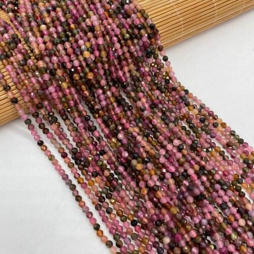 Natural Stone Beads Round Tourmaline Faceted Exquisite Loose Spacer Beaded For jewelry making DIY Necklace Bracelet Accessories